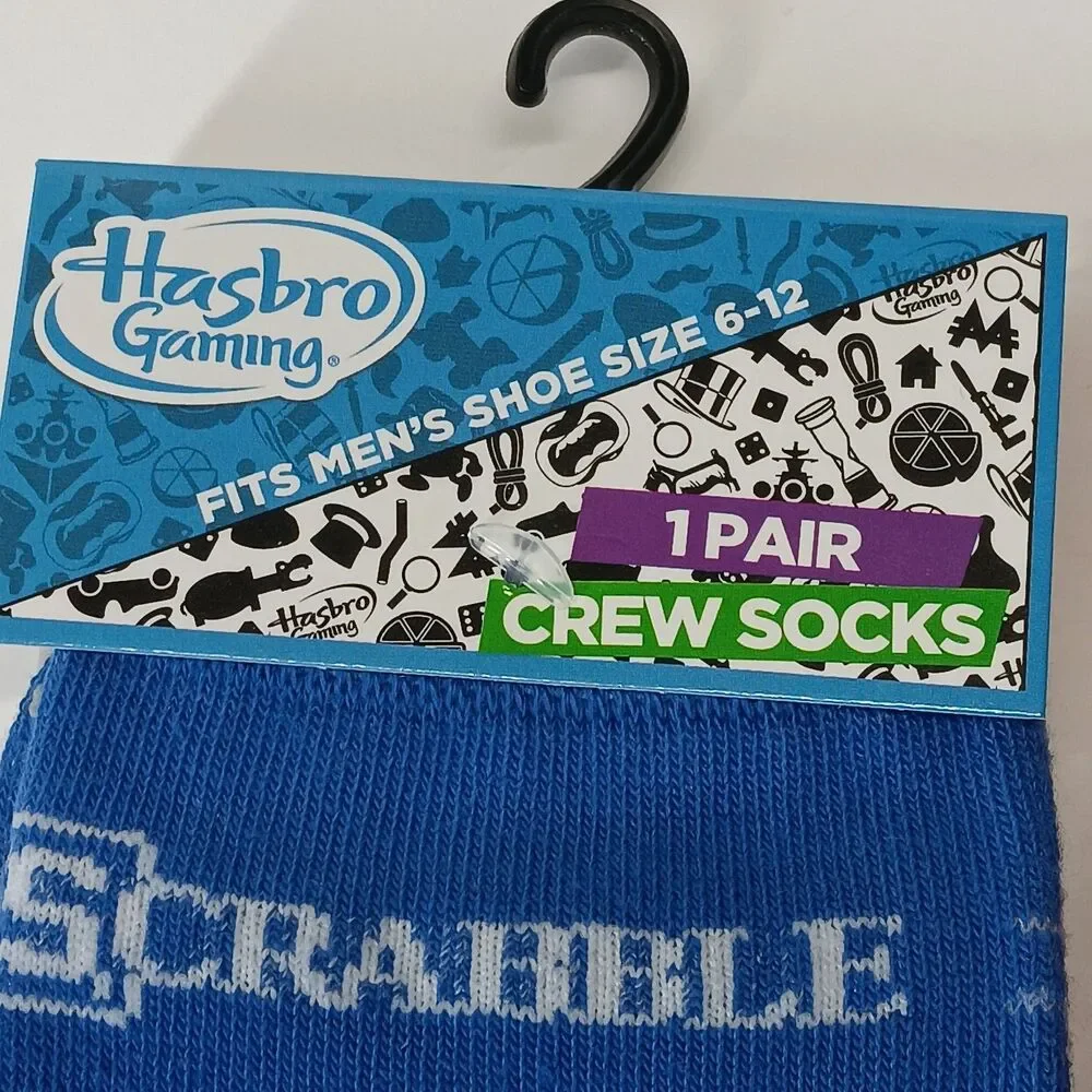 Hasbro Scrabble Classic Board Game Men Novelty Socks 2 Pair 6-12 NWT
