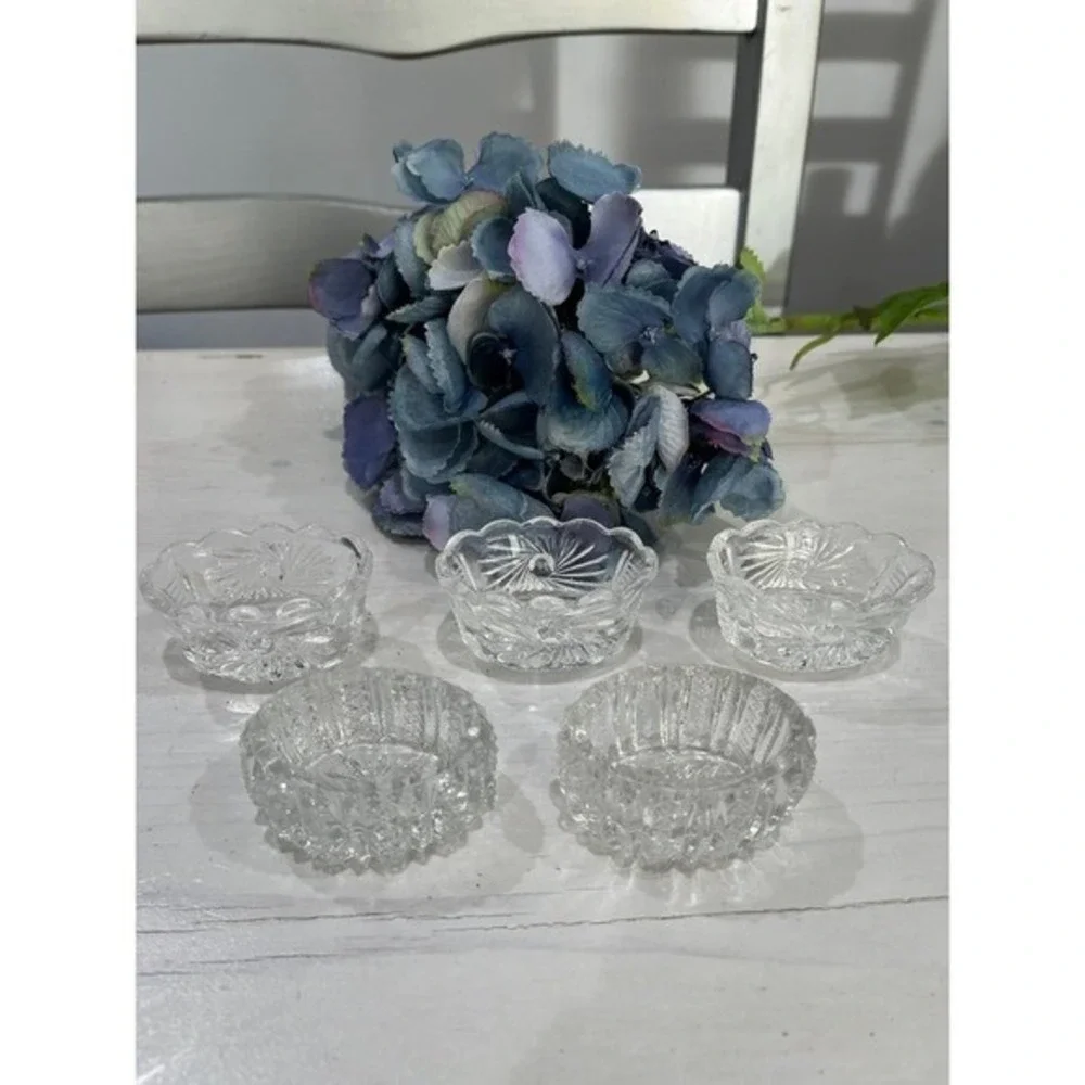 Vintage oval Glass Salt Cellar bundle of‎ 5 Open Salt cellars
