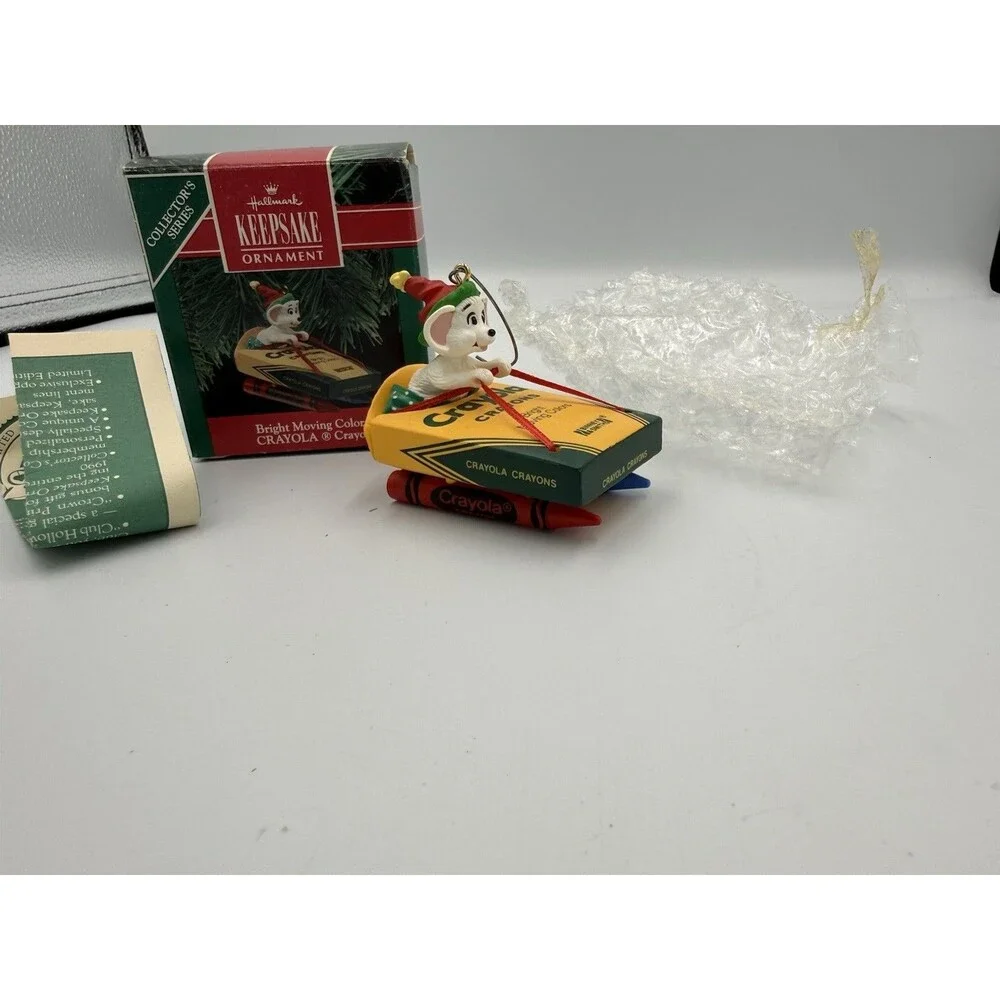 Hallmark 1990 Bright Moving Colors Crayola Crayons Mouse Christmas Ornament