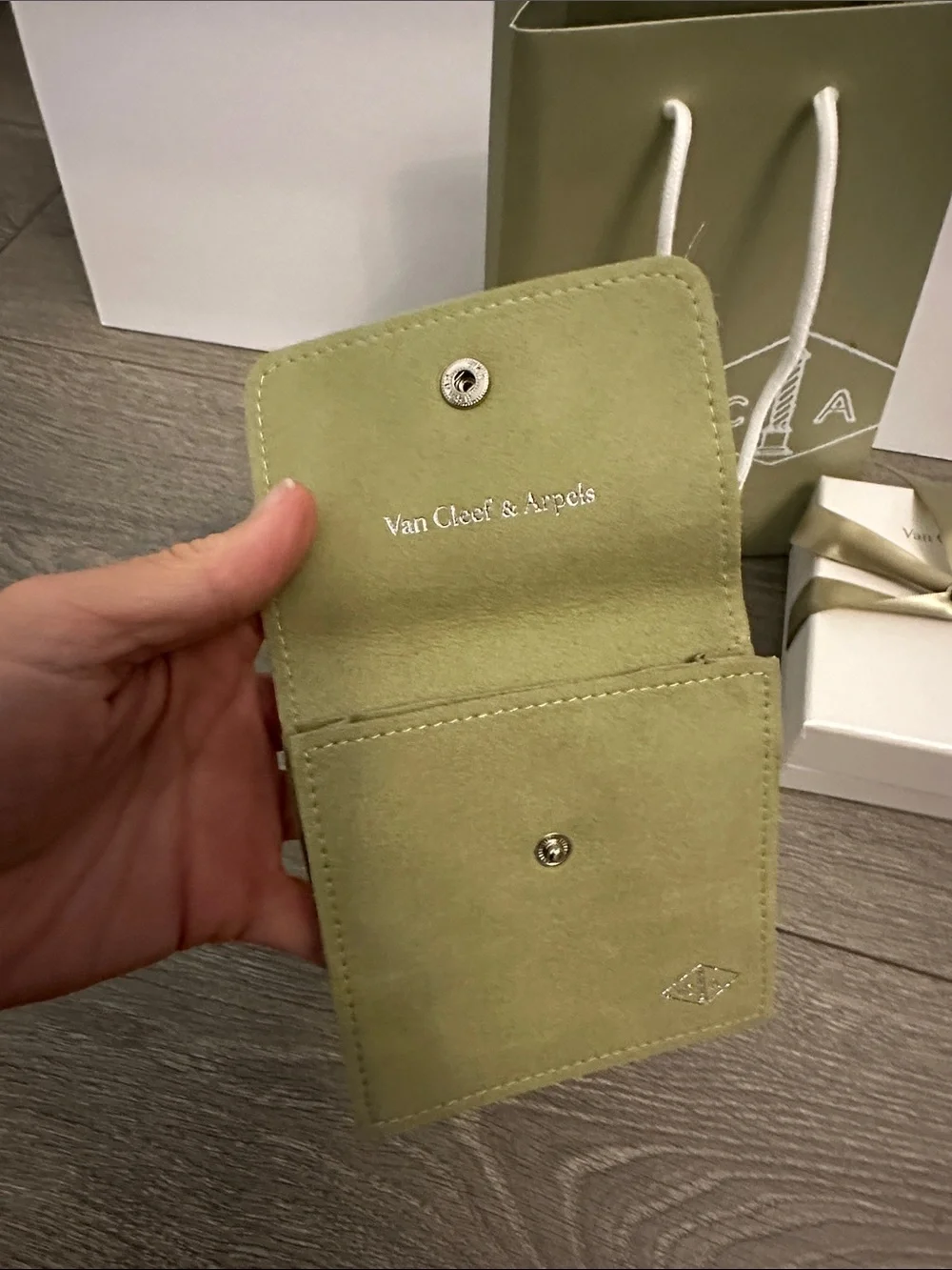 Van Cleef & Arpels compact suede