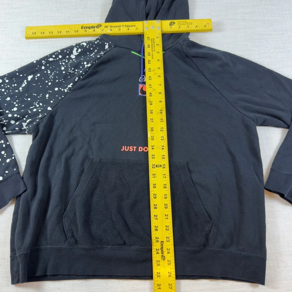 Nike Just Do It Paint Splatter Hoodie Black Pullover Fleece 1X